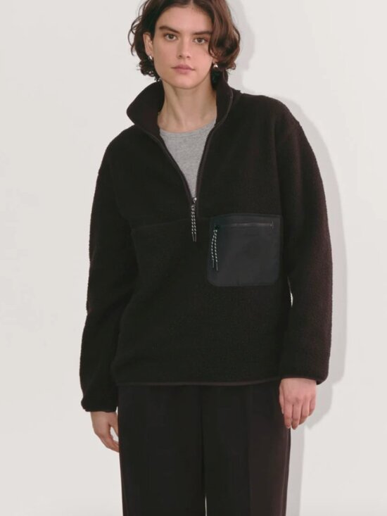 NWT EVERLANE The ReNew Fleece Oversized Half-Zip S Black - Picture 11 of 11